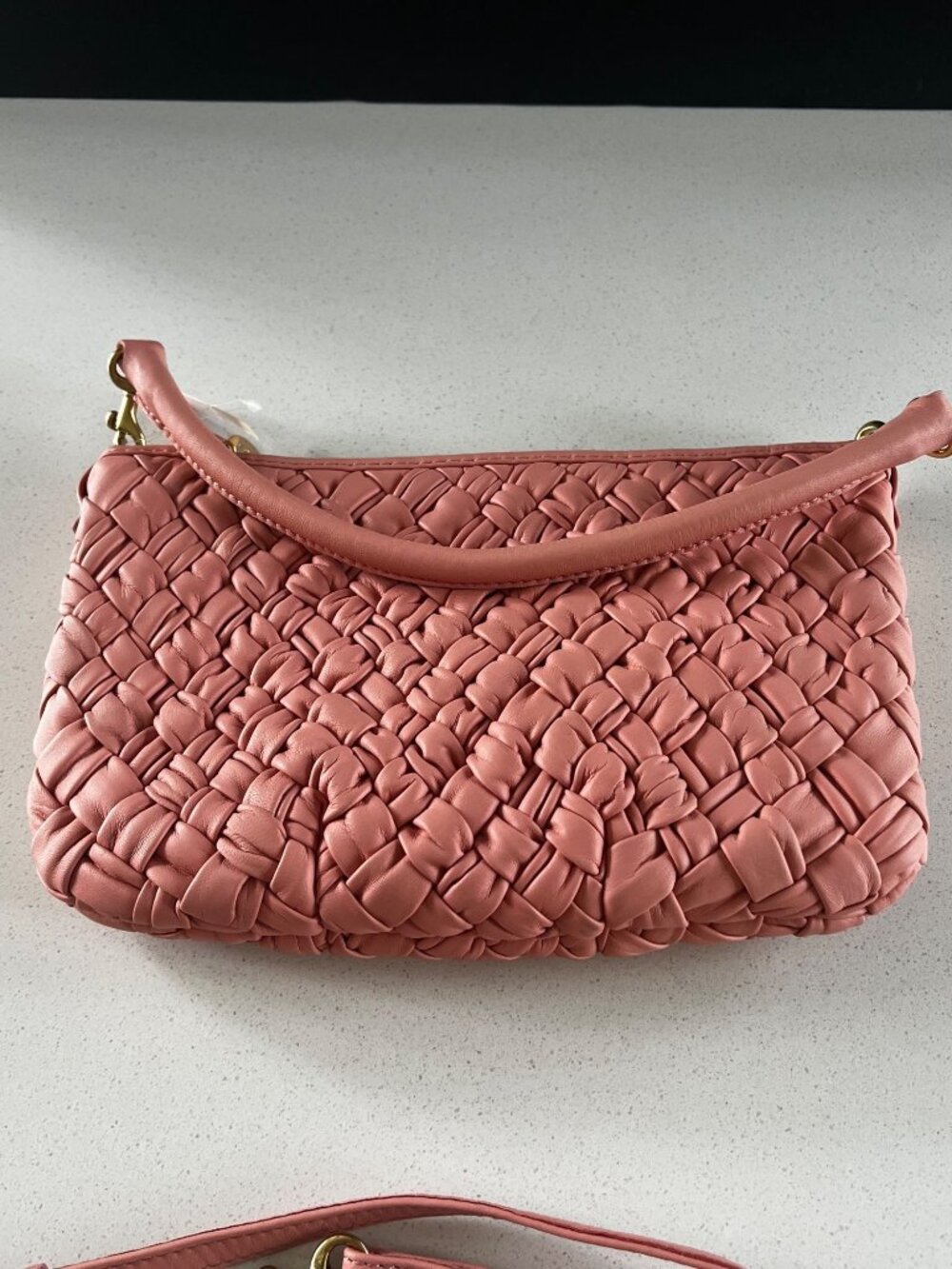 CLARE V. Petit Moyen Messenger Puffy Woven in Blush - Picture 8 of 11